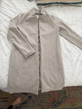 Neutral Taupe Open Front Melton Coat